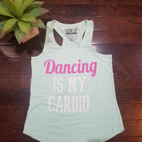 Chin Up Apparel Tops - "Dancing is my Cardio" Tank Top Sz M